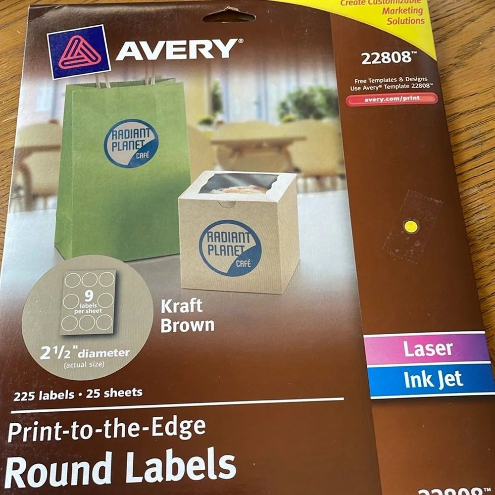 Avery Print-to-the-Edge Round Labels Laser Ink Jet 22808 12 Complete Sheets